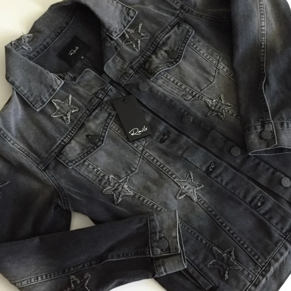 Rails Gray Jean Jacket with Stars - Picture 1 of 7